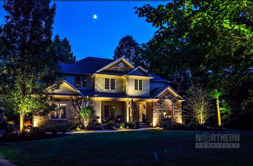 Front of Edinboro house lit up